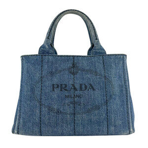 Prada Canapa Denim Shoulder Bag Blue